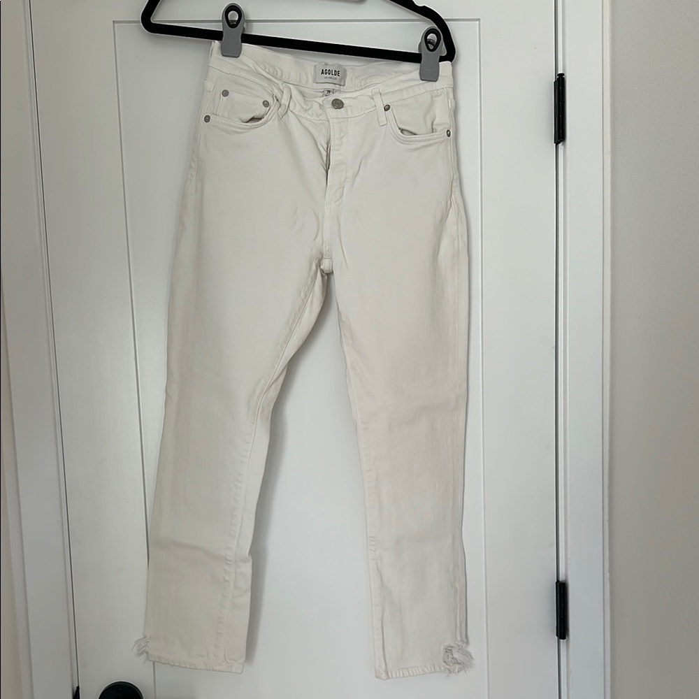 Agolde off white distressed jeans